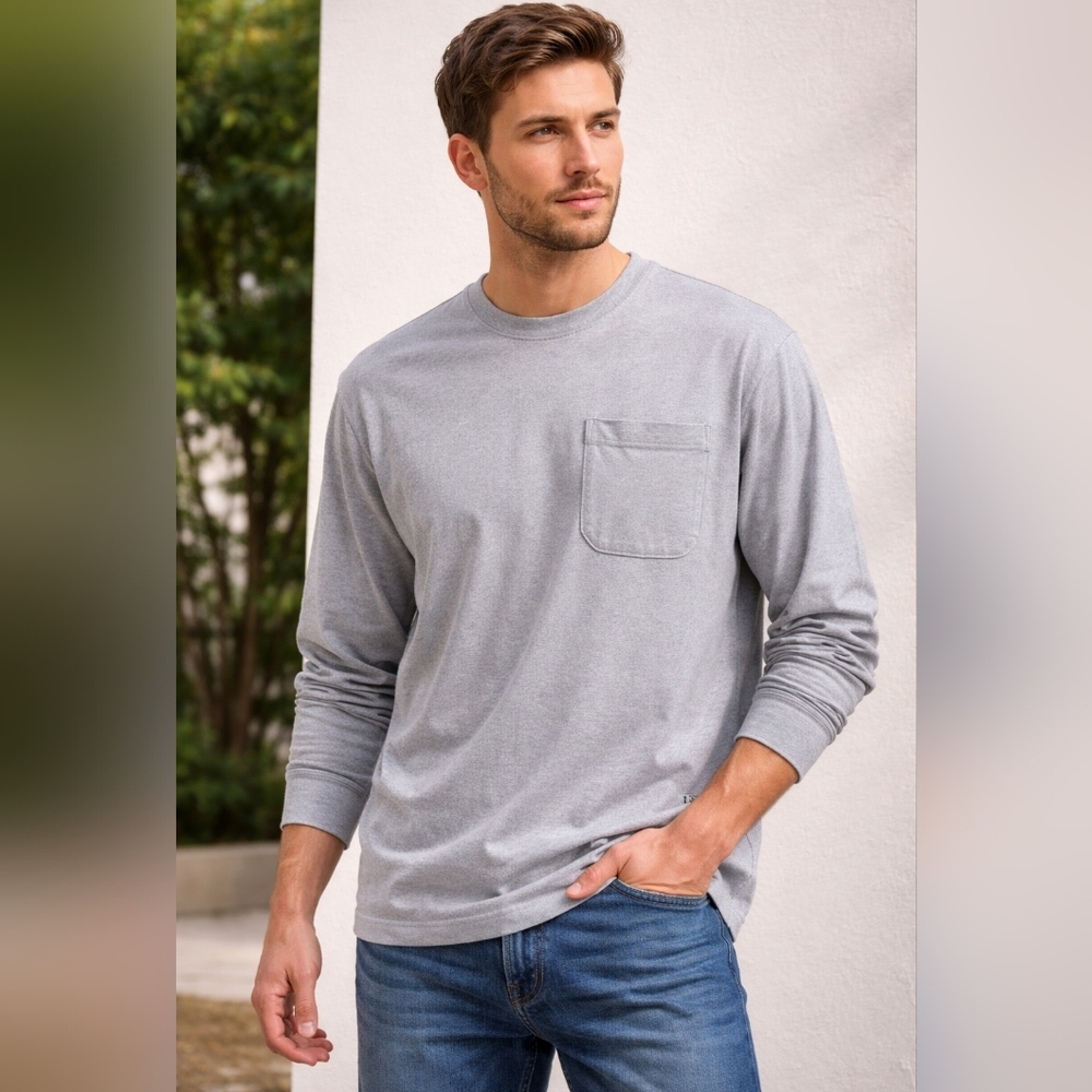 Wrangler Men’s XL Heather Gray Long Sleeve Pocket T-Shirt